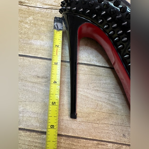 Christian Louboutin Black Patent Spike Lady Peep Toe Platform Pumps. - Picture 8 of 8